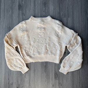PINKO Cropped Ivory Sweater Size Small